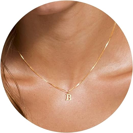 Gold Initial Necklaces for Women Girls, Dainty Gold Letter Necklace Tiny A-Z Pendant Choker Necklace Trendy Cute Personalized Monogram Name Necklace Gold Jewelry Necklace for Teen Girls Gift