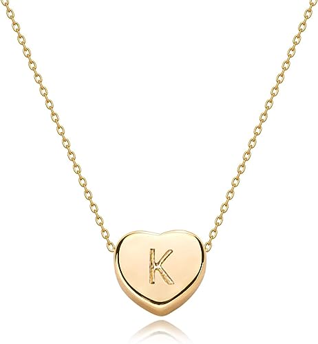 Tiny Gold Initial Heart Necklace-14K Gold Filled Handmade Dainty Personalized Letter Heart Choker Necklace Gift for Women Necklace Jewelry