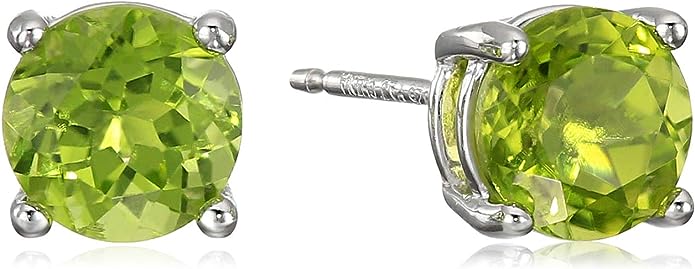 Sterling Silver Round Birthstone Stud Earrings