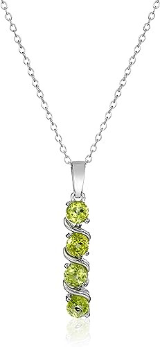 Amazon Collection Womens Sterling Silver Created Gemstones Four Stone Pendant Necklace