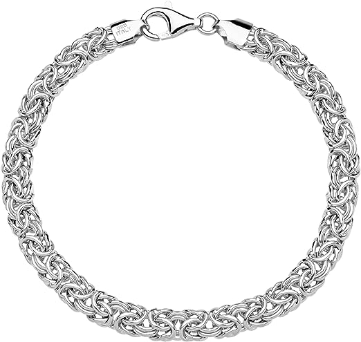 Italian 925 Sterling Silver Byzantine Bracelet for Women, Handmade in Italy